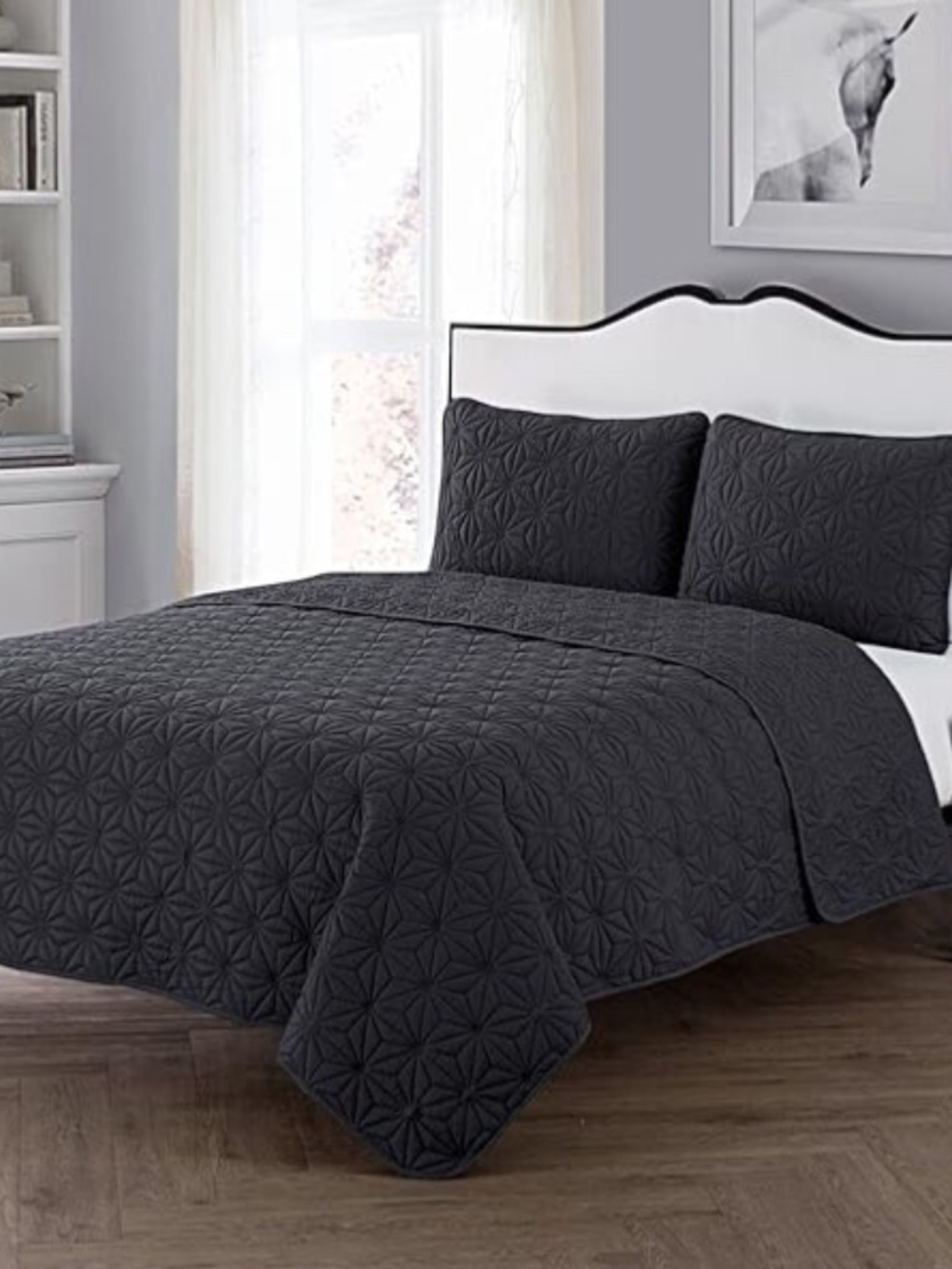 VCNY Home Kaleidoscope 3-Piece Grey Geometric Quilt Set  King735732261855